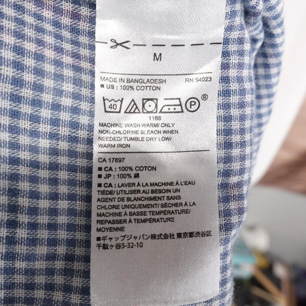 Banana Republic Standard Fit Shirt Mens Medium Blue Red White Plaid Button‎ Down